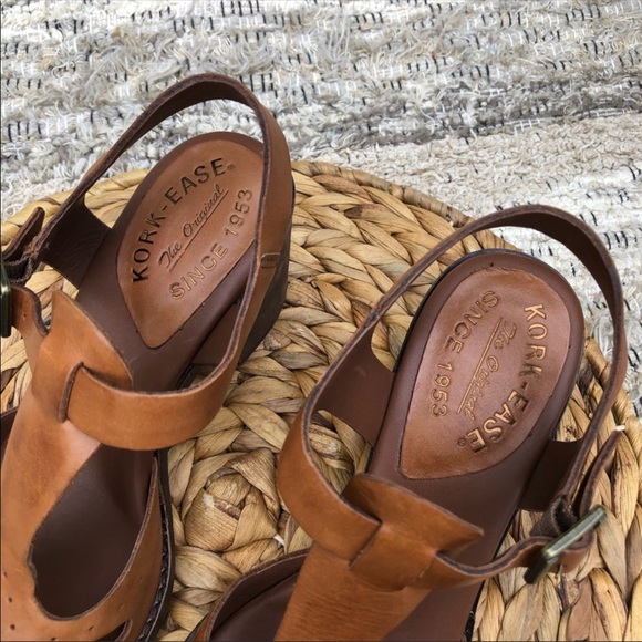 KorkEase Shoes Korkease Cognac Brown Bethany Block Heel Sandals